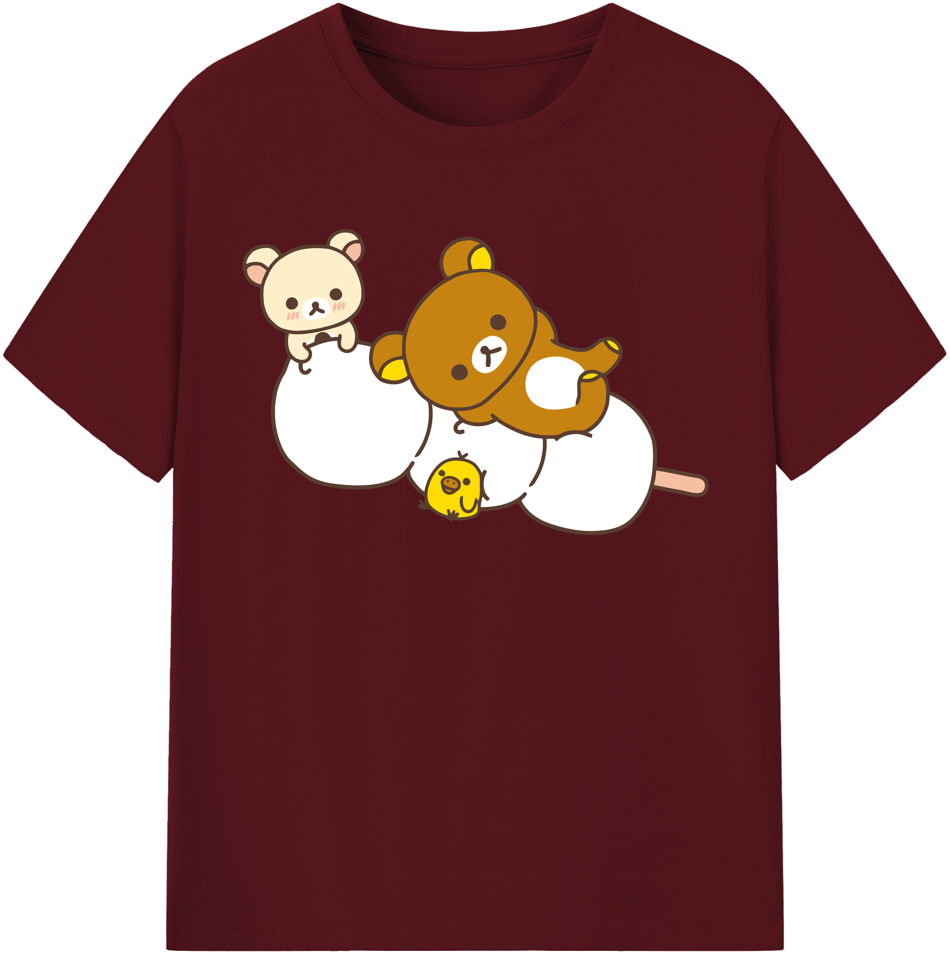 （画像用） リラックマ リラックマ キイロイトリ Rilakkuma Korilakkuma Kiiroitori 綿100％半袖Tシャツ（フロントプリント）